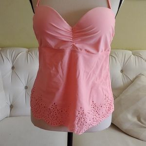 Arizona Jeans Co pink swimsuit set top and bottom